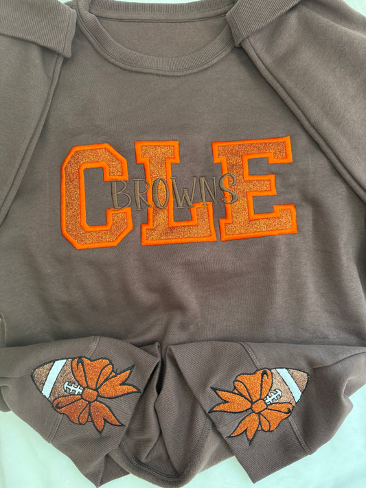 CLE Browns Glitter Crewneck