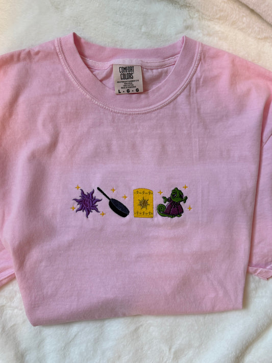 Rapunzel Inspired Embroidered T-Shirt